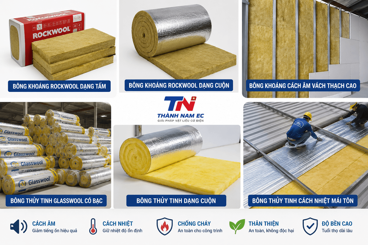 Bông Khoáng Rockwool Dạng Tấm Cách Âm Cách Nhiệt Chống Cháy - Hình ảnh 4