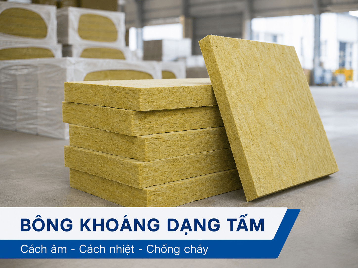 Bông Khoáng Rockwool Dạng Tấm Cách Âm Cách Nhiệt Chống Cháy