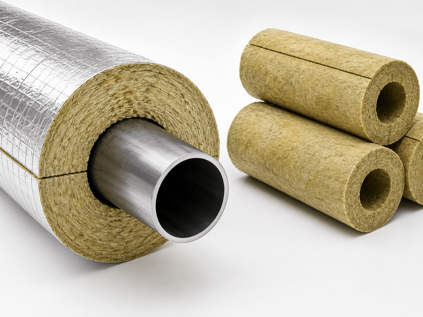Bông Khoáng Rockwool Dạng Ống Cách Nhiệt Cách Âm Chống Cháy Cho Đường Ống